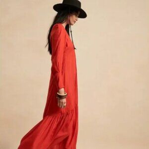 Banana Republic Long Sleeve V-Neck Maxi Dress Size 16 Tall NWT